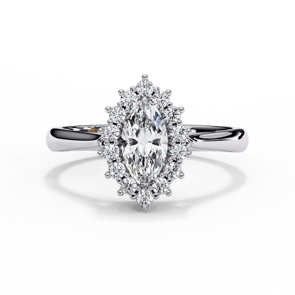 Marquise Diamond Halo Engagement Ring, 0.47 CT Marquise Shape Diamond, IGI Certified Lab Created Diamond, 10k Gold Engagement Ring For Women