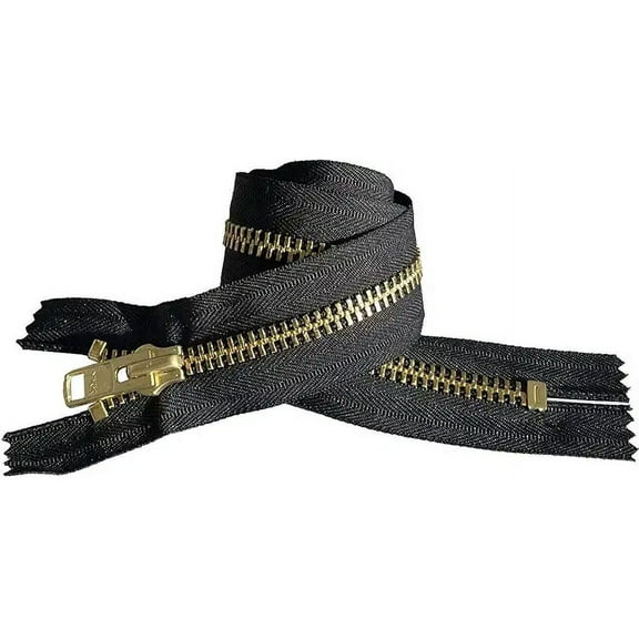 YKK #10 Extra Heavy Duty Black Brass Closed Bottom Zipper - Color Black - Made in The United States (1 Zipper Per Pack) (20" Inches)