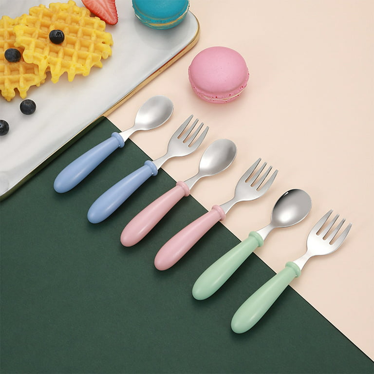 Spoon Baby Fork Set Toddler Forks Spoons Utensils Cutlery Feeding Old Year  Infant First Kids Silicone 3 Case Silverware