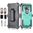 thumbnail image 1 of Value Pack for 6.2" Motorola Moto G7 Combo Holster Screen Protector Kickstand Buit in Screen Daul Layer Rugged Hard Back Shockproof Resistant Belt Clip Heavy Duty Armor Bumper Phone Case + [Teal], 1 of 4