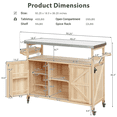 thumbnail image 4 of MAYEERTY Outdoor Kitchen Island - Solid Wood Grill Table, Stainless Steel Top, Natural, 4 of 29