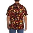 thumbnail image 3 of Lsque Warm Plants and Mushrooms print Men's Cuban Collar Short Sleeve Shirt Summer Beachwear Casual Button Down Fashionable Vacation Leisure Shirt-4X-Large, 3 of 7