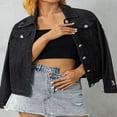 thumbnail image 3 of Women‘s Ripped Denim Jackets  Long Sleeve Button Up Slim Fit Distressed Jean Jackets, 3 of 9