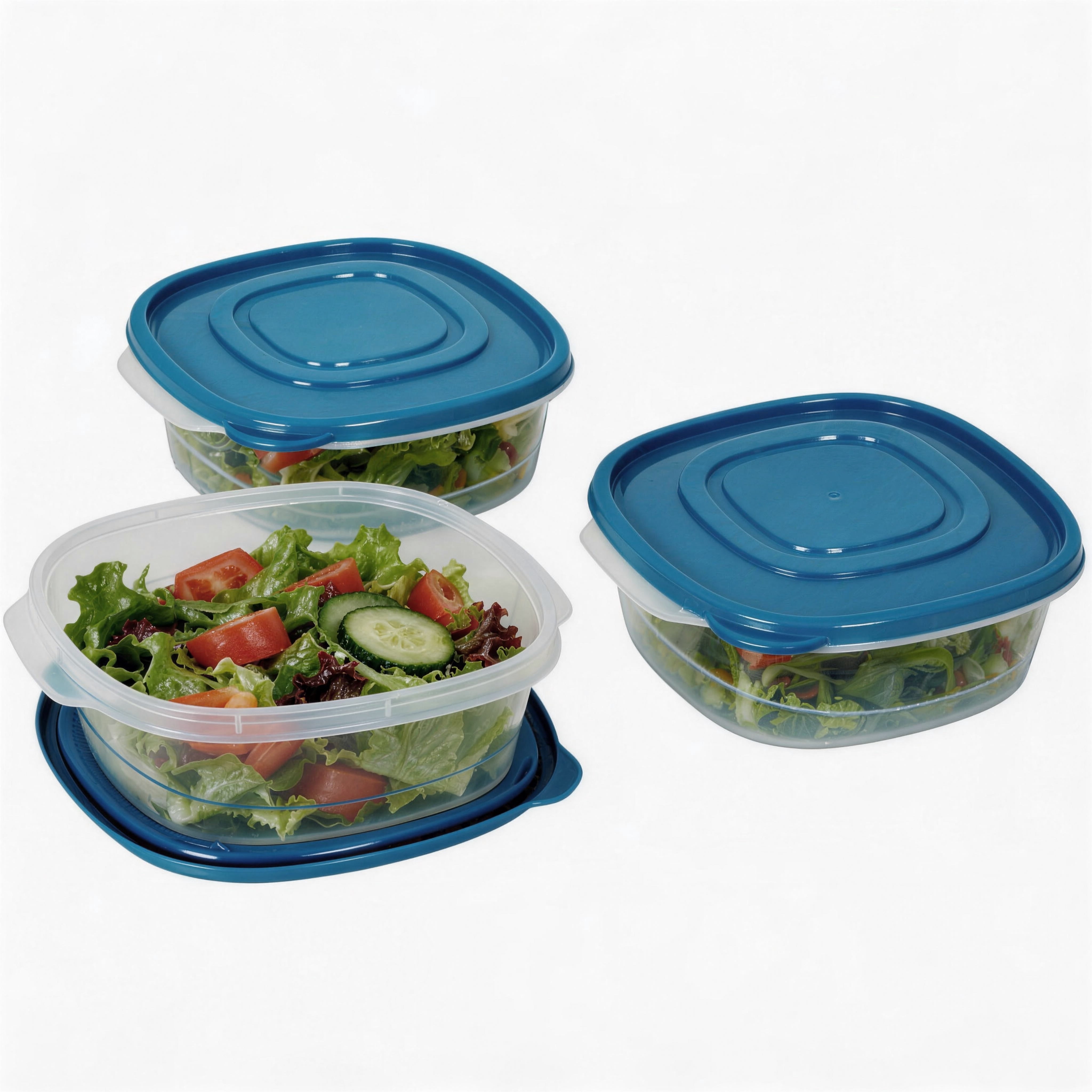(4 pack) Mainstays Semi Durable Square 11.7cup Plastic Food Storage Container 3 Pack, Made for Family Meals, Party Size Dips, and Easy Serving and Storing