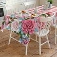 thumbnail image 4 of Pink Spring Floral Rectangle Tablecloth, Watercolor Flowers Butterfly Checkered Waterproof & StainResistant Tablecloth, Washable Oil-proof Table Cover for Dining/Party/Wedding/Buffet 60x120 In, 4 of 9