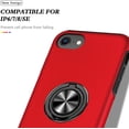thumbnail image 5 of Shockproof Case for iPhone SE 3/SE 2020/7/8, [Embedded Finger Ring] Military Grade Phone Case Cover with Reinforced Metal Stand Kickstand [Support Magnetic Car Holder] for iPhone SE 3, Red, 5 of 14