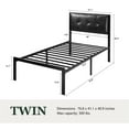 thumbnail image 5 of Amolife Twin Size Metal Platform Bed Frame with Faux Leather Button Tufted Upholstered Headboard, Black, 5 of 10