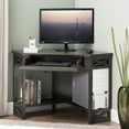 thumbnail image 3 of Leick Home 84430 Oak Computer/Writing Corner Desk with Drawer in Smoke Gray, 3 of 12
