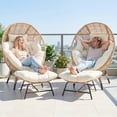 thumbnail image 6 of RADIATA Indoor Outdoor Patio Oversized Wicker Egg Chair with Ottoman, Beige Lounge Basket Chair with Cushion, 2PCS 420 lbs Capacity, 6 of 9