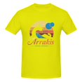 thumbnail image 3 of Visita Arrakis - Camiseta de manga corta 100 % algodón para hombre, estilo vintage desgastado, con diseño de surf, dunas y ciencia ficción, 3 of 5