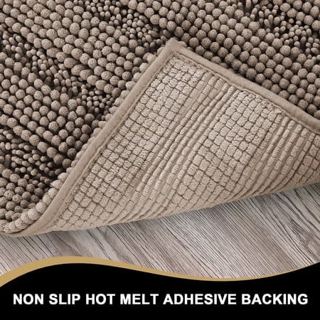 PRIMEBEAU 2 PIECE SOFT PLUSH CUSHION RUG SET, BATHROOM AREA, WATER ABSORBENT, KHAKI