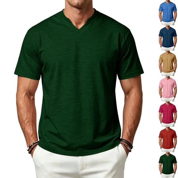 Dresfit T Shirts for Men Short Sleeve V Neck Gym Shirts 2026 Summer Breathable Running Tees Quick Dry Moisture Wicking Loose Athletic Tops Blue