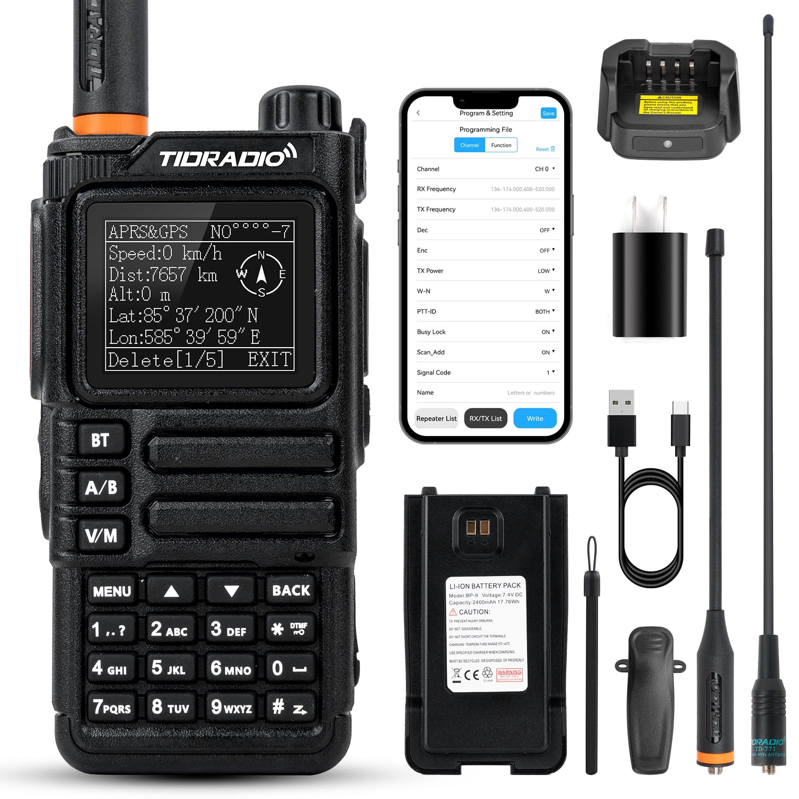 TIDRADIO TD-H9 GPS APRS 10W HAM Radio handheld Radio ,Long Range Two Way Radio with Bluetooth Programmable