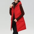 thumbnail image 3 of Women's Thin Down Vests Winter Hooded Collar Sleeveless Outerwear Slim Light Pocket Zipper Thermal Down Tops Red L, 3 of 9