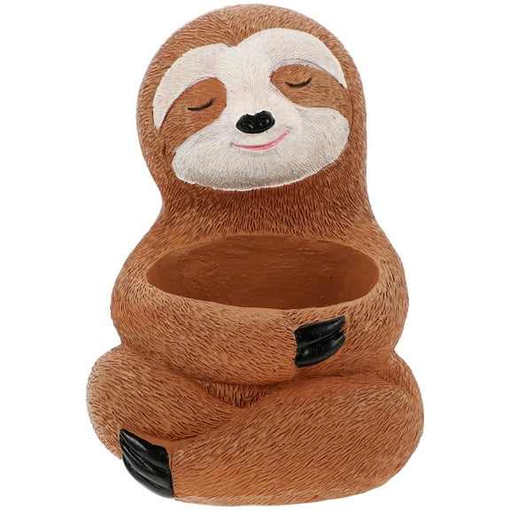RENACLIPY Resin Sloth Flower Pot Sturdy Brown Indoor Decorative Planter for Home Use