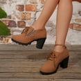 thumbnail image 3 of Xucatan Women's Lace up Mid Heel Mary Jane Shoes with Side Zipper, Round Toe Closed Toe Loafers, Comfortable Block Heels for All Day Walking, Versatile British Style Flats Gift, 3 of 9