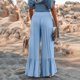 thumbnail image 5 of Gibobby pantalones de mezclilla para mujer Pantalones de pierna ancha casuales de color sólido para mujer Pantalones de cintura alta plisados elásticos Pantalones (Azul, L), 5 of 5