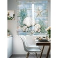 thumbnail image 5 of Sheer Curtain Panels Starfish Seashell Rod Pocket Voile Window Curtains Wood Grain Window Treatments Ligh Filtering Privacy Curtain Drapes for Bedroom Living Room 2 Panel Set 63 Inch Length,, 5 of 9