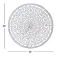 thumbnail image 4 of DecMode White Wood Handmade Intricately Carved Round Mandala Floral Wall Decor, 4 of 15