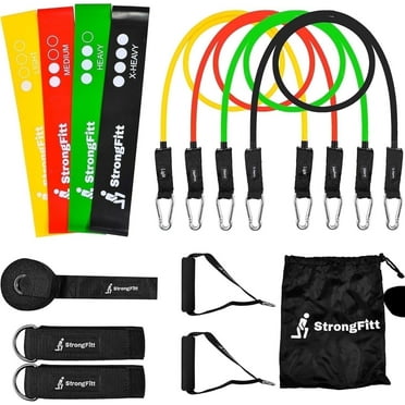 Resistance Bands Exercise Bands Workout Bands - Up to 110lb, Indoor and Outdoor Bands with Door Anchor and Handles for Strength, Slim, Yoga, Home Gym Equipment for Men/Women