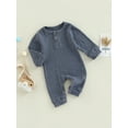 thumbnail image 4 of Unisex Newborn Baby Boy Girl Ribbed Romper 3M 6M 12M 18M Solid Color Knit Jumpsuit Infant Fall Winter One-Piece Outfit, 4 of 9