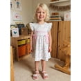 thumbnail image 5 of BemeyourBBs Kids Toddler Baby Girl Fathers Day Dress Outfit I Love My Dad  Fly Sleeve Floral Print A-Line Front Bow Smocked Dress Toddler Baby Girls Summer Dress, 5 of 9