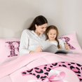 thumbnail image 5 of Catabedysis Fashion Cheetah Pattern 7-Piece King Bedding,Pink Bows Monogrammed R Design King Bed in a Bag,Pink Reversible For Girls, 5 of 7