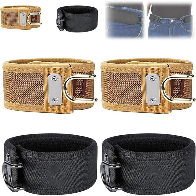 Buckleless Belt Hook Adjustable Metal Hook Elastic Belt Unisex Buckle-Less Invisible Waist Belts for Work & Edc,4pcs