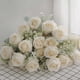 thumbnail image 2 of Ramo de flores artificiales de rosa roja simulada - 11 rosas de seda de 12,99" para bodas y decoración del hogar, 2 of 3