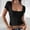 Black, variant on Duojiaj Casual Women's T Shirts Short Sleeve Slim Fit With Tie Back Design Perfect For Everyday Wear Basic Tees Women's T-Shirts