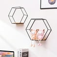 thumbnail image 5 of GadgetVLot Corner Floating Hexagonal Shelf Mini Equipped With Seamless Nails Gold 6.6*5.7*3.7Inch Wrought Iron Bracket, 5 of 14