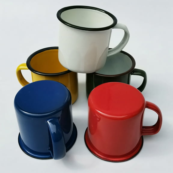 ACDANC 4Pcs Vintage Coffee Mugs,High-Temperature Firing Enamelware Coffee Mug,Rounded Handle Water Mug