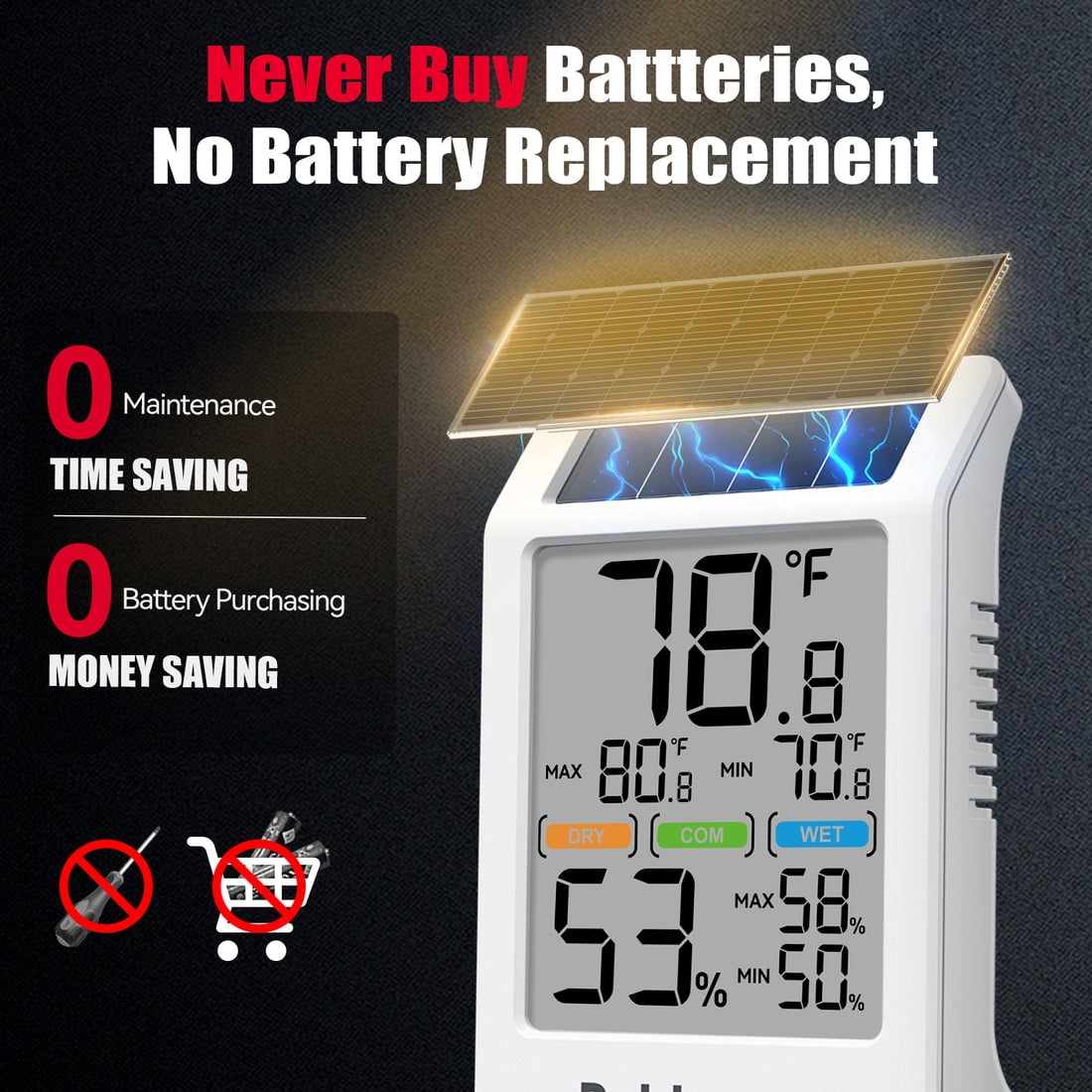 BaldrTherm Digital Thermometer and Hygrometer - 3.2" Display (3-Pack)