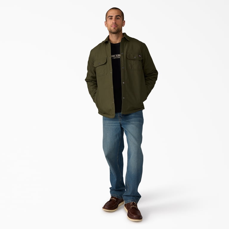 Genuine Dickies Flannel Lined Canvas Shirt Jacket - Walmart.com