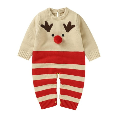 

nsendm Kids Sweatshirts Girls Hoodies Newborn Infant Boy Girl Christmas Deer Pompom Knitted Toddler Girl Sweatshirts Beige 0-3 Months