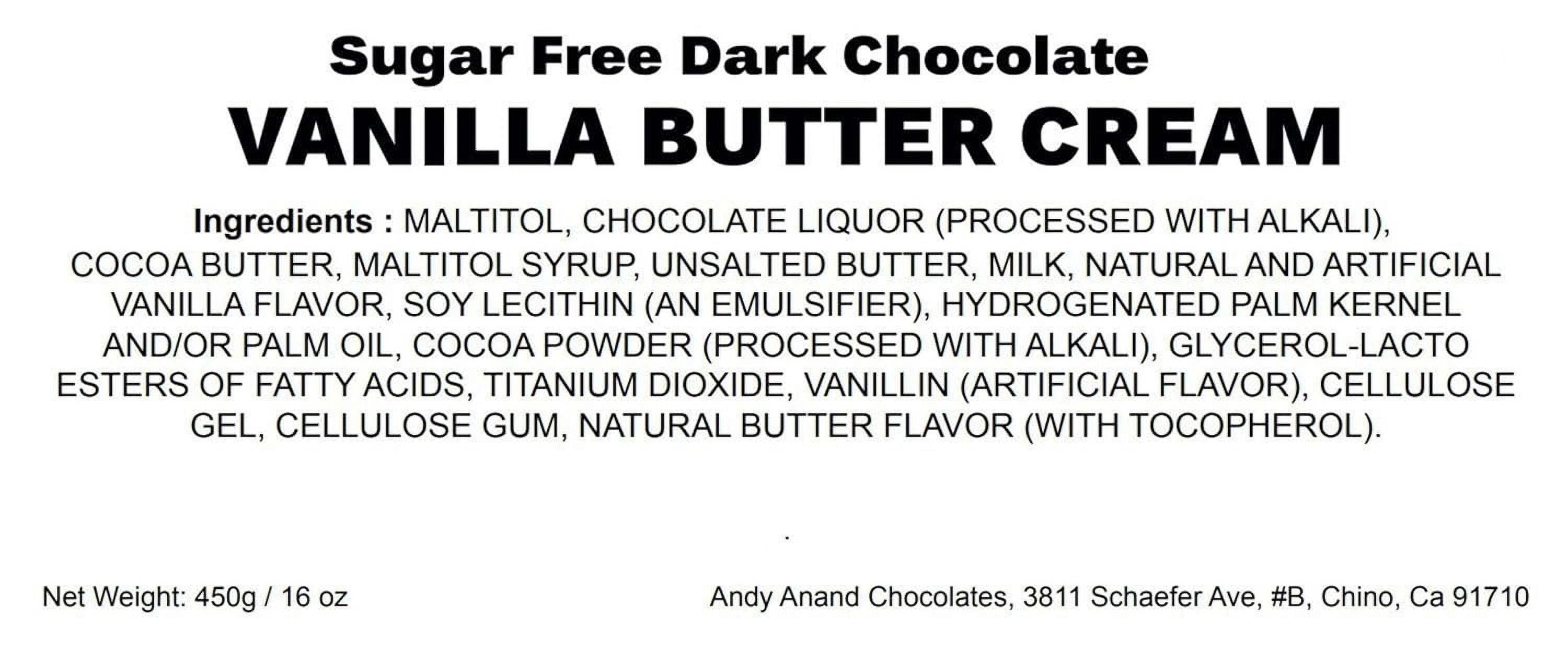 Andy Anand Sugar Free Dark Chocolate Vanilla Butter Cream - 1 lbs, Shipped 2nd Day Air