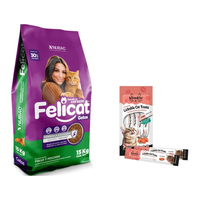 Felicat 15 Kg + MIAUKISS LICKABLE SALMON 4 PACK 56GR