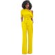 thumbnail image 2 of Diseño de moda, pantalones de pierna ancha con botones integrados y cuello inclinado de color sólido clásico, duraderos y lavables., 2 of 5