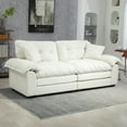 thumbnail image 3 of SEENYOO 84" Cloud Couch, Sofas for Living Room, Chenille Material, Memory Foam, 2 Throw Pillows, Compact Deep Seat Sofa, for Office Lounge Apartment, Beige, 3 of 14