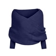 thumbnail image 4 of Alkepwun Womens Shawls and Wraps Dressy Casual Solid Color Asymmetric Cross Over Pullover Sweater Tippet Temperament Warm Knitted Cappa Long Sleeve V Neck Lightweight Cape Party Dinner Outfit, 4 of 5
