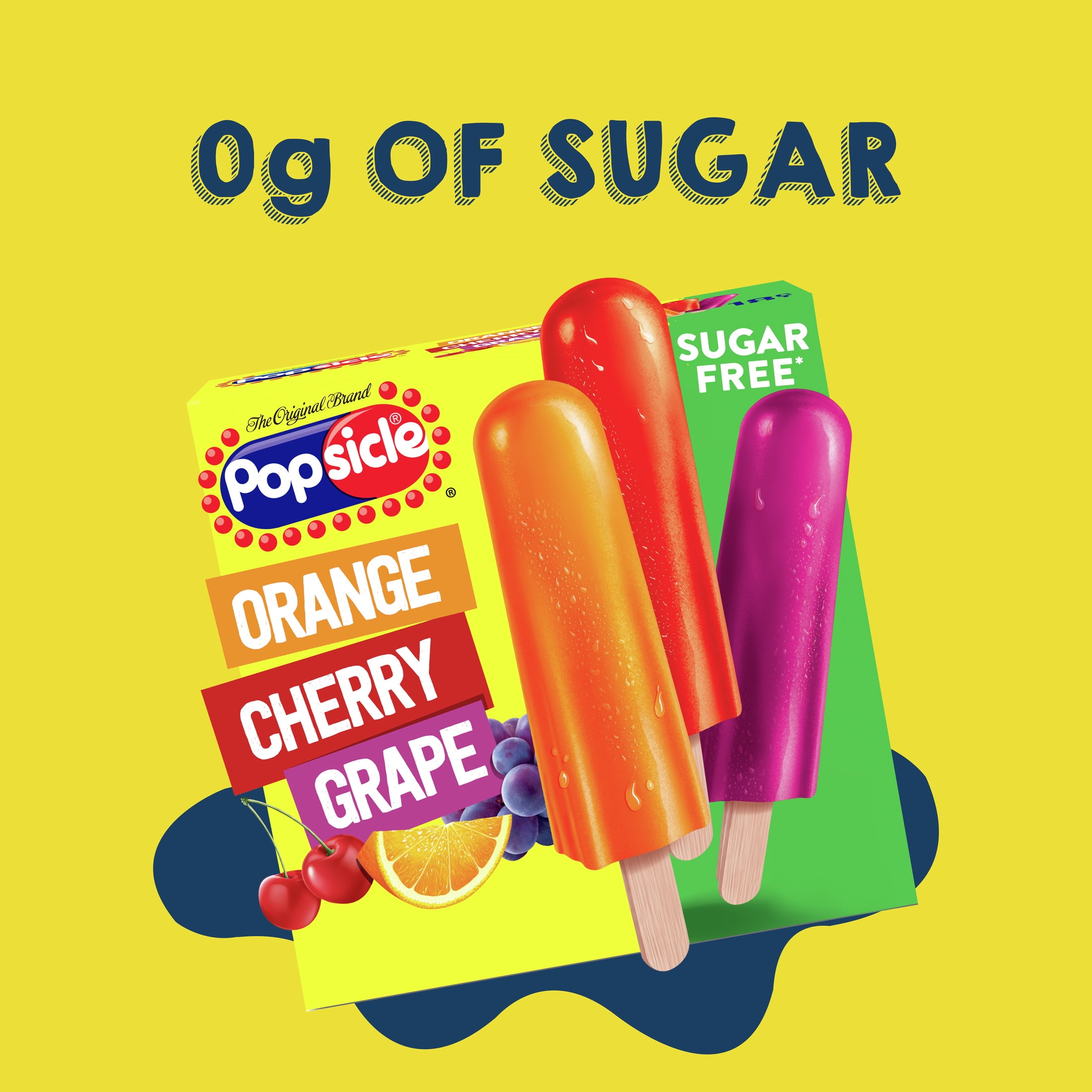 Popsicle Orange Cherry Grape Sugar Free Ice Pops, 18 Count