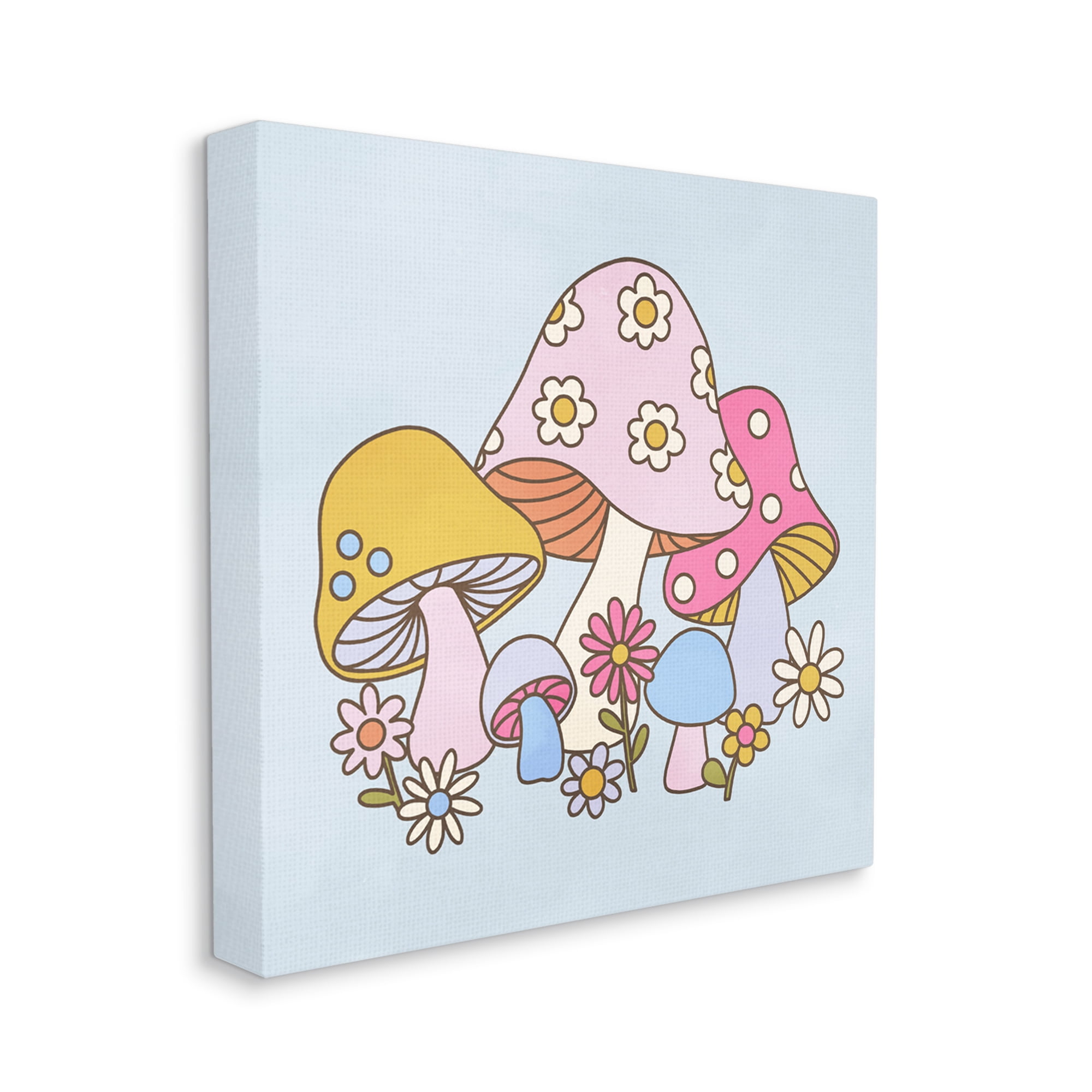 Stupell Industries Groovy Patterned Mushrooms Botanical & Floral Painting Gallery Wrapped Canvas Art Print Wall Art, 30 x 30
