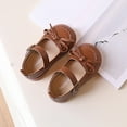 thumbnail image 6 of LYHaoo Fashion Four Seasons Children Casual Shoes Girls Leather Shoes Flat Bottom Round Toe Solid Color Bow Hook Loop Sizes 7 Brown(Toddler), 6 of 6