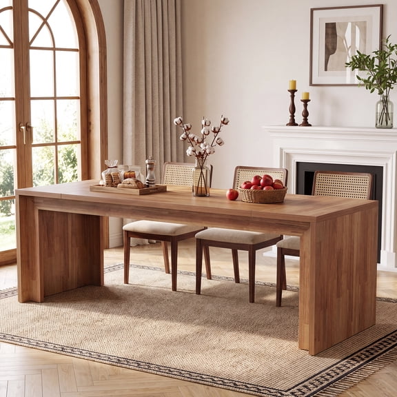 Finmind 78-Inch Extra Long Dining Table, Wood Rectangular Kitchen Table for 6-8, Modern Dinner Table for Kitchen, Dining Room, Living Room, Easy Assembly, Brown