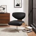 thumbnail image 5 of Modern Blak Leather Accent Swivel Lounge Chair, 5 of 6