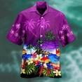 thumbnail image 3 of Camisas Para Hombre Manga Larga Camisa de manga corta con estampado de para fiesta en la playa, informal, a la moda, para primavera/verano, para hombre (Purple, L), 3 of 4