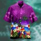 thumbnail image 3 of Camisas Para Hombre Manga Larga Camisa de manga corta con estampado de para fiesta en la playa, informal, a la moda, para primavera/verano, para hombre (Purple, 3XL), 3 of 4