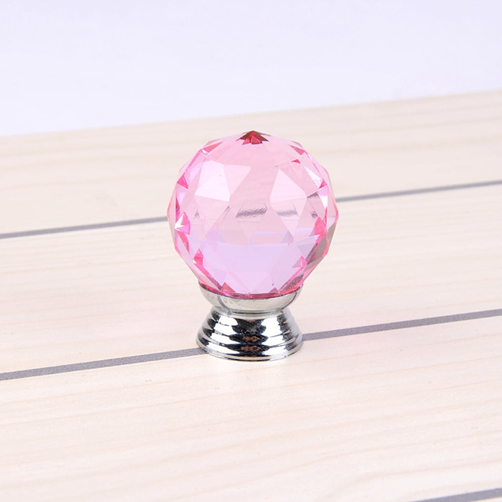 30mm Pink Tranparent Crystal Glass Kitchen Door Knobs Clear Drawer
