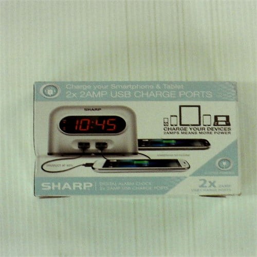 Sharp Digital Alarm Clock with 2 X 2amp USB Charger Ports