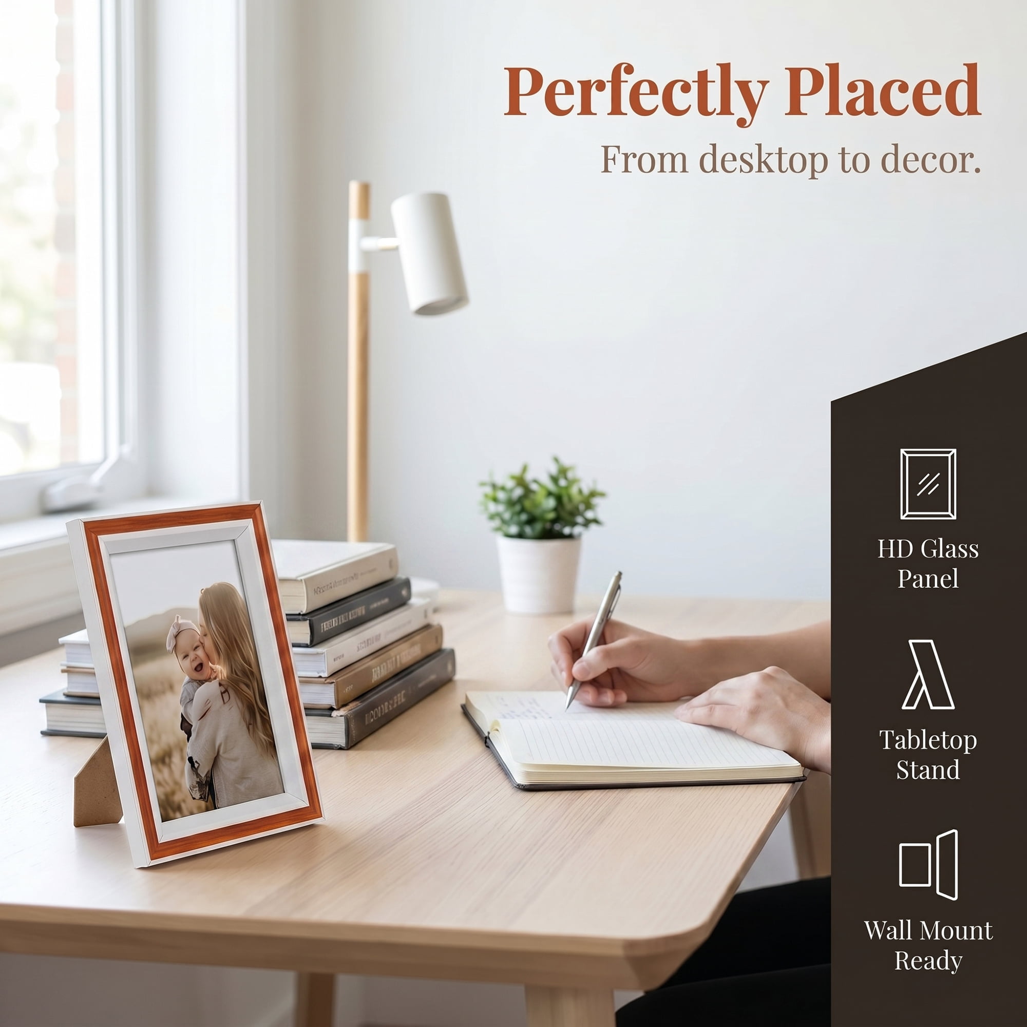 Unique Bargains Classic MDF Wood Picture Frame for Wall Mounting Orange-Red 4" x 6"